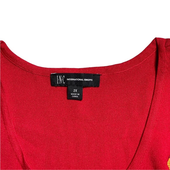 I.N.C. International Concepts Red Femme Long Sleeve Blouse - Picture 9 of 9